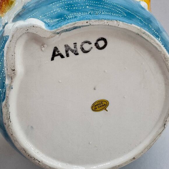 Vintage ANCO Kitten Cat Ceramic Cookie Jar & Lid Bubble Bath With Fish 1970's - Picture 11 of 13